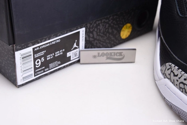 Kick Theory Retro 3 Court Air Purple Black Jordan CT8532-050 0724